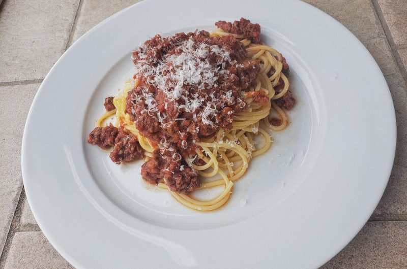 Mediterranean Meat Sauce and Spaghetti