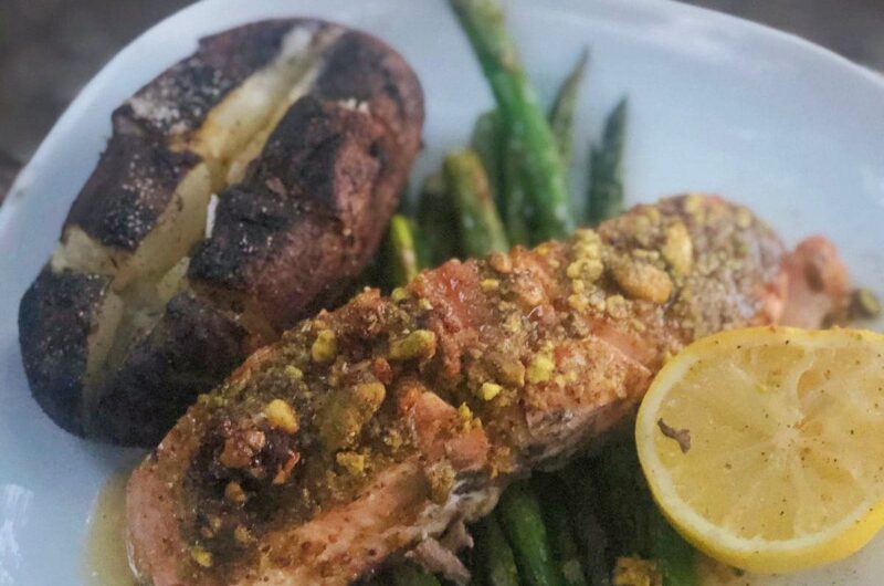 Pistachio Crusted Salmon w/ Maple Butter Dressing